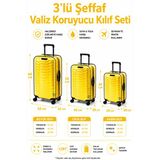 Neon * Sarı * Şeffaf Valiz Koruyucu Kılıf Ve Bavul Koruyucu Kılıf - 3'L Ü Set ( Büyük +Orta + Kabin)