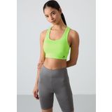 Neon Sarı Sırt Detaylı Dar Kalıp U Yaka Kadın Spor Büstiyer - 97120