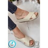 Neon Shoes Desy Kadın Ortopedik Taban Şık Konfor Modeli Günlük Terlik Genç Anne Ev Dışarı Terliği - Bej