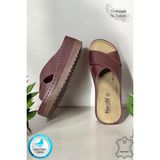 Neon Shoes Lina Kadın Anatomik Ortopedik Konfor Modeli Terlik Hafif Şık Topuklu Günlük Dışarı Ev İçi Terliği - Bordo