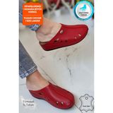 Neon Shoes Lisa Kadın Sabo Medikal Doktor Hemşire Hastane Tam Ortopedik Önü Kapalı Ev Dışarı Terlik - Kırmızı