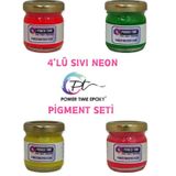 Neon Sıvı Pigment Boya Seti Epoksi İçin/ 4lü Canlı Renkler/ Fuşya/ Sarı/ Turuncu/ Yeşil