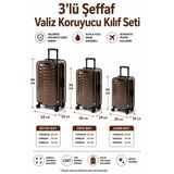 Neon * Siyah * Şeffaf Valiz Koruyucu Kılıf Ve Bavul Koruyucu Kılıf - 3'L Ü Set ( Büyük +Orta + Kabin)