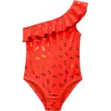 Neon Turuncu Varak Baskılı Kız Çocuk Mayo Db200619cm - 7 - 8 Yaş - Pembe