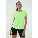 Neon Yeşil Basic Kısa Kol Standart Kalıp O Yaka Kadın T-Shirt - 97144