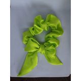 Neon Yeşil Fiyonklu Saten Saç Tokası, Scrunchie Toka - Saç Acıtmaz