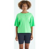 Neon Yeşil O Yaka Baskı Detaylı Oversize Kısa Kol Kadın T-Shirt - 97263