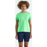 Neon Yeşil Sırt Yırtmaç Detaylı O Yaka Kısa Kollu Standart Kalıp Kadın T-Shirt - 97267