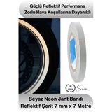#Neonbant Beyaz Neon Jant Bandı Reflektif Şerit 7Mm 7 Metre Motosiklet Otomobil Bisiklet Jant Çember Dekoratif Yapışkanl