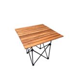 neone Katlanır Ahşap Tablalı Kamp Masası 70x70 cm Çantalı Sarıçam Taşınabilir Piknik Masası