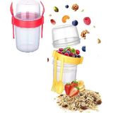 Neonova Çift Hazneli - Çatal Kaşıklı Portatif Müsli -Atıştırmalık Kabı 500 ml