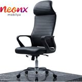 Neonx|arya Deri Başlıklı Demir Ayaklı Ultra Lüx Çalışma Sandalyesi - Siyah