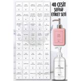 NeoPrint 40 Adet Şeffaf Banyo Mutfak Temizlik Malzemeleri Deterjan Etiketi Kavanoz Kutu Düzenleyici Sticker