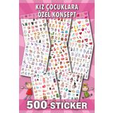 NeoPrint 500 Adet Kız Çocuklarına Özel Etiket Seti Eğlenceli Okul Defter Planner Günlük Sticker Kitabı