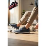 Neostep Unisex Siyah Beyaz Nefes Alabilen Bağcıklı Spor Ayakkabı - Mavi
