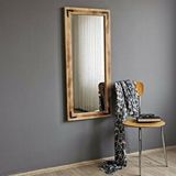 Neostill 50x110 cm Ahşap Zımbalı Eskitme Boy Aynası