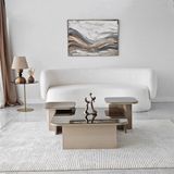 Neostill Jazz Sehpa Seti Bej & Bronz Ayna Modern Tasarım 80x30 cm MDF Malzeme
