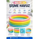 NeoThings 4 Boğumlu Şişme Çocuk Havuzu 168x46 Cm Yumuşak Tabanlı Renkli Bahçe Balkon Teras Yazlık Havuzu