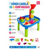 NeoThings Döner Çarklı Kum ve Su Oyun Masası Çocuk Aktivite Masası Kum Havuzu Bahçe Balkon Oyun Seti 3+ Yaş