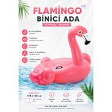 NeoThings Flamingo Binici Ada 178x135 cm Şişme Deniz Simidi Büyük Yüzme Simidi Havuz Deniz Botu Tutmaçlı