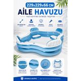 NeoThings Şişme Koltuklu Aile Havuzu 229x229x66 cm Büyük Boy Havuz Dayanıklı PVC Malzeme Bahçe Balkon Yaz Havuzu