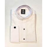 Neowit Beyaz Ata Yaka Kol Düğmeli Slim Fit Gömlek - 2XL