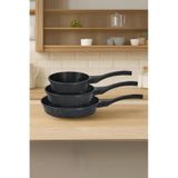 Neptün 3 Parça Döküm Tava Set Mini Siyah 18/22/26 Cm Yapışmaz