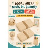 neptünstore 100 Adet Geniş Dil Çubuğu Ahşap Büyük Abeslang Dondurma Dil Basma Ağda Çubuk- Okul Öncesi Anaokulu