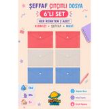 neptünstore Çıtçıtlı Dosya 6 Adet Kırmızı-Beyaz-Mavi A4 Çıt Çıtlı Dosya