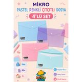 neptünstore Mikro Pastel Renk Çıtçıtlı Dosya A4 Dosya 4 Renk Pastel