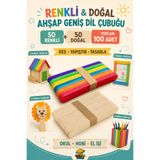 neptünstore Renkli Dil Çubuğu Geniş 50 Adet Naturel Dil Çubuğu Geniş 50 Adet 1 Paket Renkli Ve Renksiz Abeslang