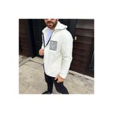 NERA GİYİM Erkek Beyaz Peluş Fermuarlı Dik Yaka Nakış Detaylı Regular Fit Wersoft Polar Kumaş