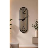 Nera Tasarım Dekoratif Ahşap Dikey Duvar Saati Modern Minimalist Sessiz Mekanizmalı Salon Ofis 18x50cm