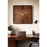 Nera Tasarım Dekoratif Kare Duvar Saati Ahşap Modern Sessiz Mekanizmalı Ev Ofis Salon 40X40 Cm