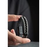 Nereze 6 mm Oniks Taşlı Çift Sıra Erkek Çelik Bileklik