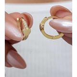 Nereze 925 Ayar Gold Kaplama Kalp Detaylı 15 mm Halka Kadın Gümüş Küpe
