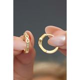 Nereze 925 Ayar Gold Kaplama Sonsuzluk Detay 15 mm Halka Kadın Gümüş Küpe