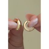 Nereze 925 Ayar Gold Kaplama Taşsız 15 mm Gümüş Halka Küpe