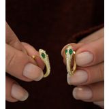 Nereze 925 Ayar Gold Yılan Tasarım Küpe Kadın Gümüş Küpe