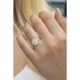 Nereze 925 Ayar Gümüş Ayarlanabilir Papatya Model Yüzük - Rose Gold - Standart