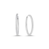 Nereze 925 Ayar Gümüş Dalgalı Çizgili Tasarım 20 mm Halka Küpe