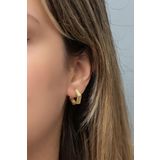 Nereze 925 Ayar Gümüş Gold Kaplama 15 mm Beşgen Küpe
