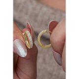 Nereze 925 Ayar Gümüş Gold Kaplama Baget Taşlı 15 mm Tamtur Küpe