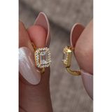 Nereze 925 Ayar Gümüş Gold Kaplama Baget Tektaş J Model Küpe