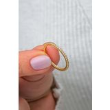 NEREZE 925 Ayar Gümüş Gold Kaplama Tek Sıra Tamtur Yüzük