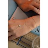 Nereze 925 Ayar Gümüş Gold Kaplama Zirkon Taşlı Çiçek Model Şahmeran Bileklik
