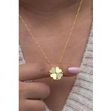 Nereze 925 Ayar Gümüş Mıknatıslı Ayrılabilir Gold Yonca Kadın Kolye