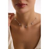 Nereze 925 Ayar Gümüş Rodyum Kaplama Mor Taşlı Minimal Çiçek Şans Kolye