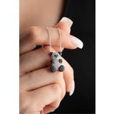 Nereze 925 Ayar Gümüş Rodyum Kaplama Zirkon Taşlı Panda Kolye