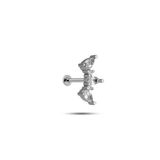 NEREZE 925 Ayar Gümüş Rodyumlu Minimal 3'Lü Damla Taşlı Tragus Piercing Küpe